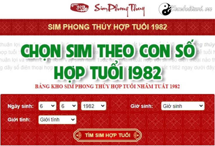 Sinh năm NHÂM TUẤT 1982 hợp sim số nào